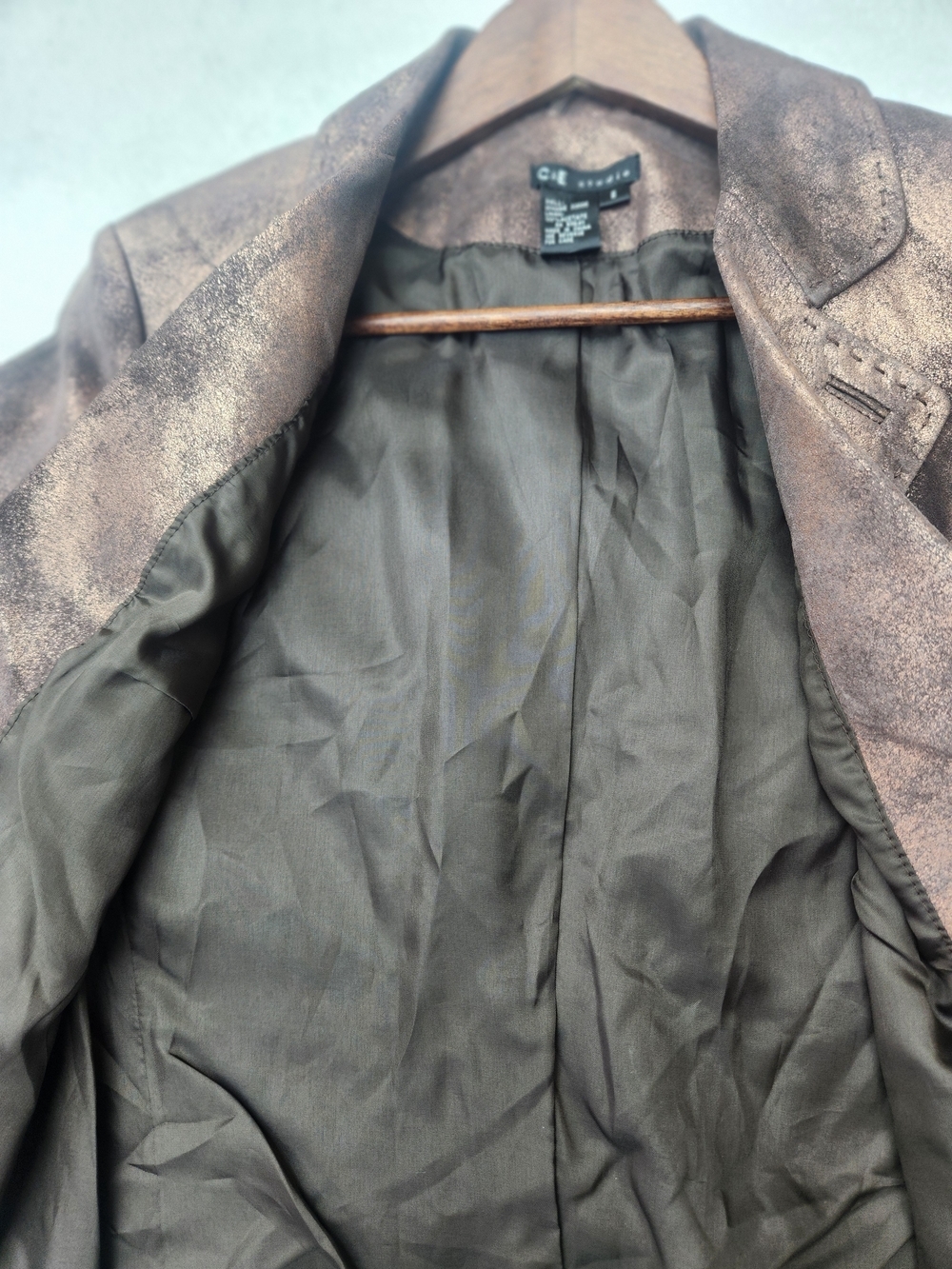 Vintage Metallic Bronze Textured Blazer Jacket - C9 by Champion Size 6 - Picture 5 of 12